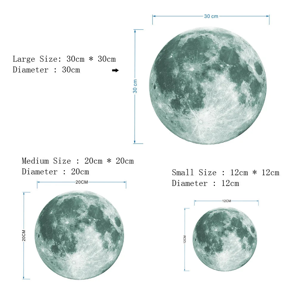 Lune Lumineuse 3D : Autocollants Muraux Enchantés